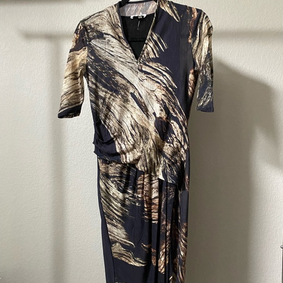 Helmut Lang Drift Drape Ruched Brown Dress S - Picture 4 of 10
